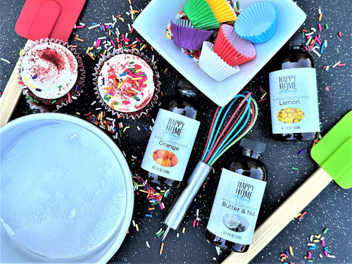 Oils & Emulsions image with sprinkles and baking utensils